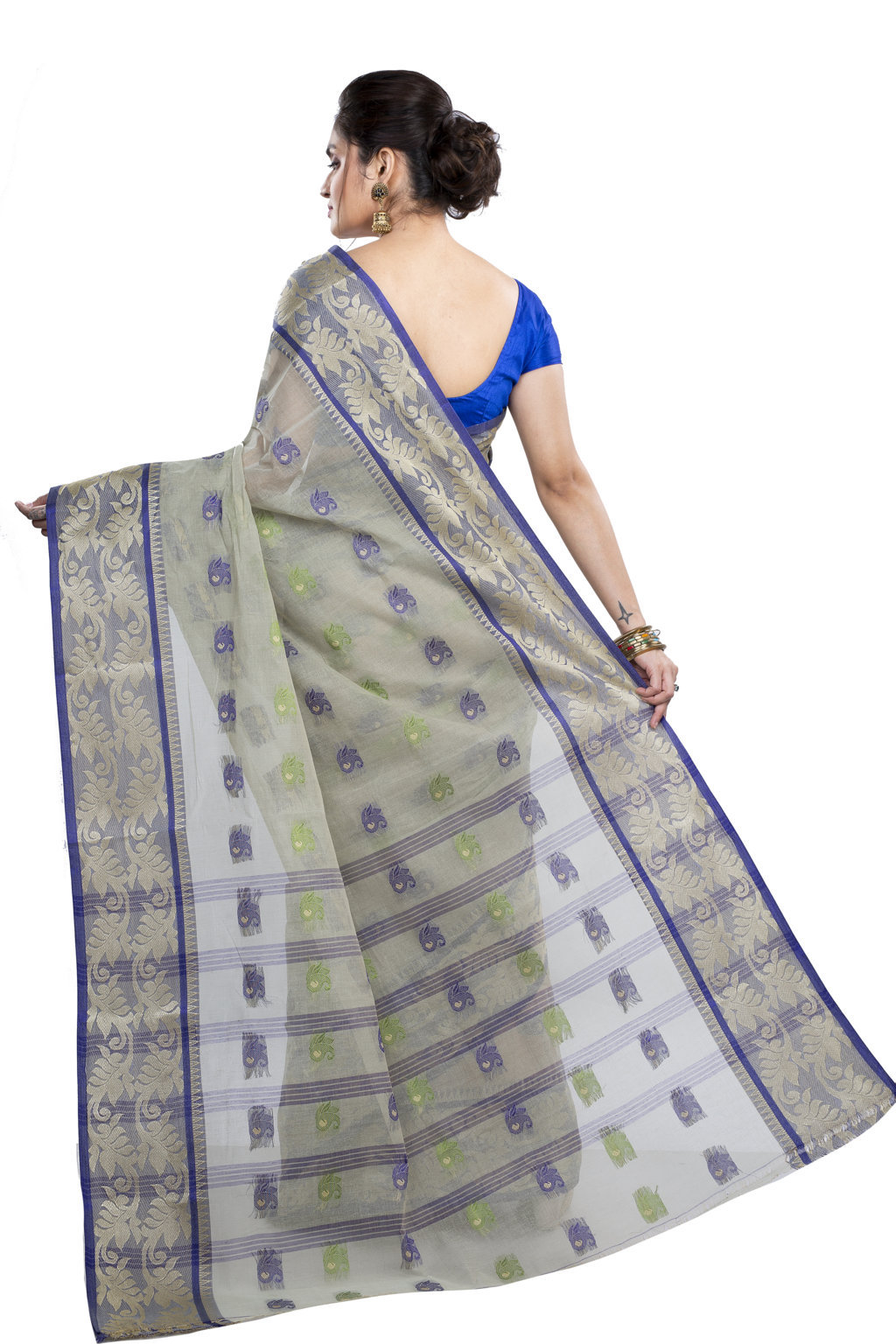 Grey Pure Cotton HasFul Tant Saree (786)